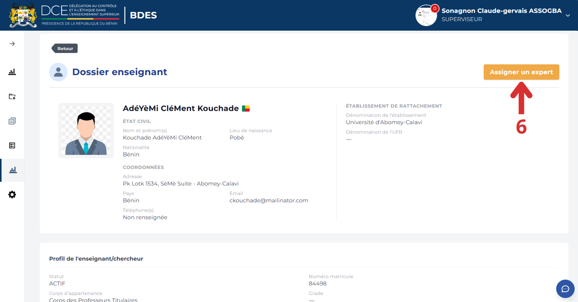 Bouton Assigner un expert