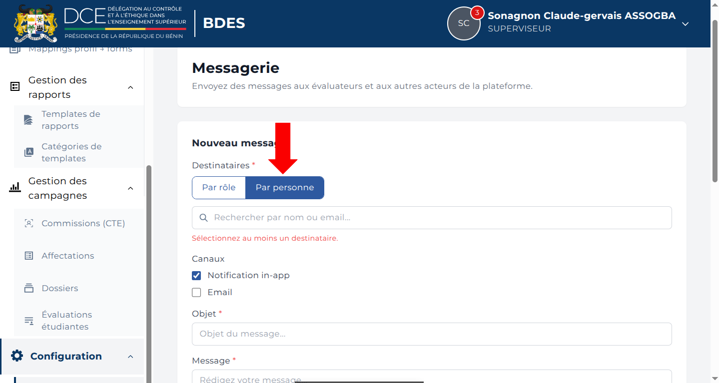 Message groupé par utilisateur