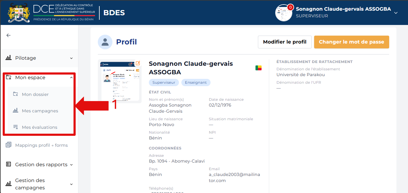 Tableau de bord