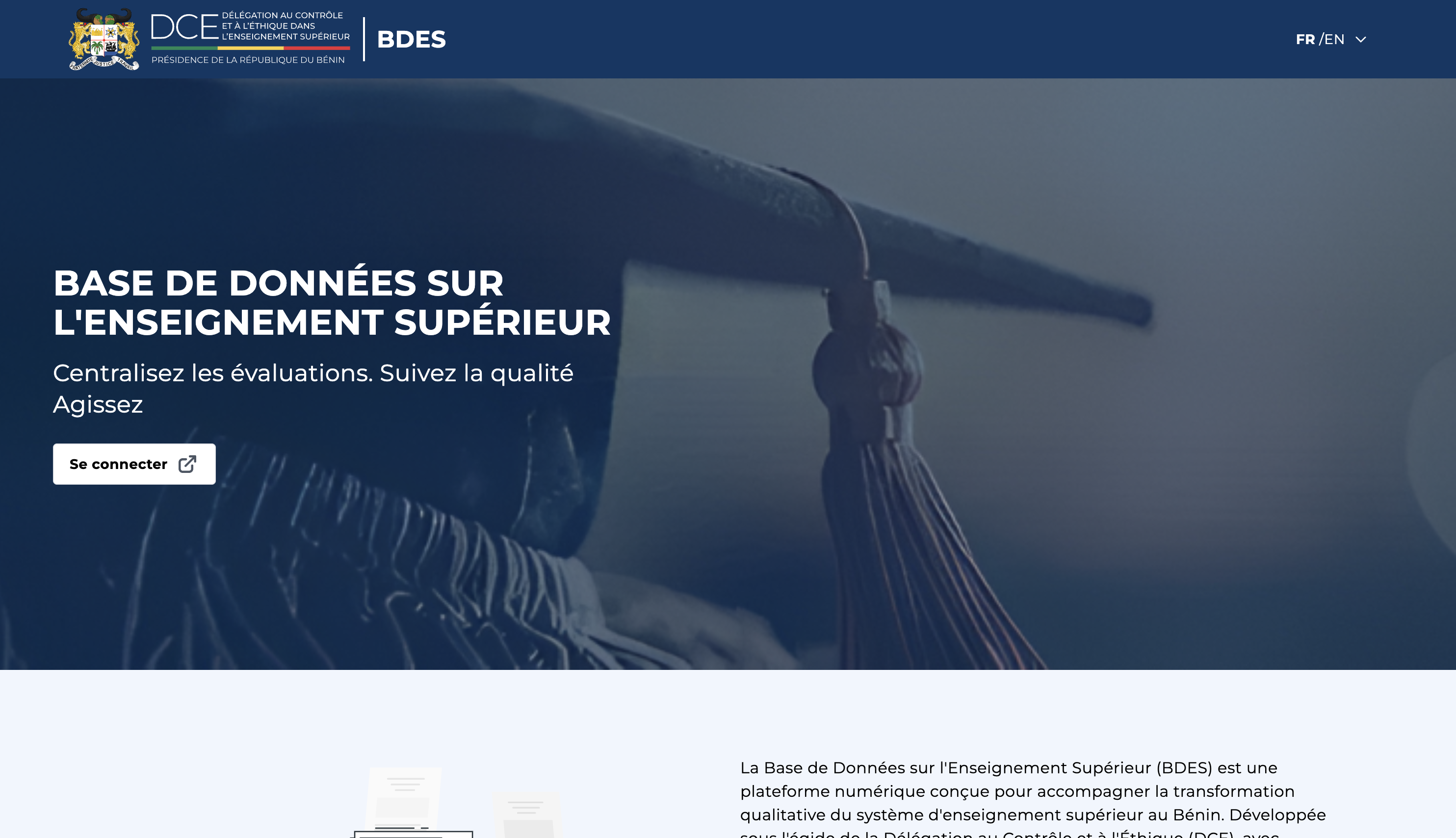 Page d'accueil avec le bouton Se connecter