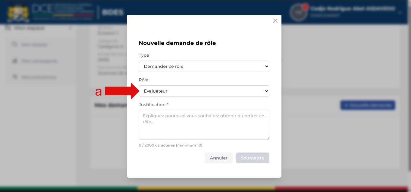 Liste des rôles disponibles à la demande