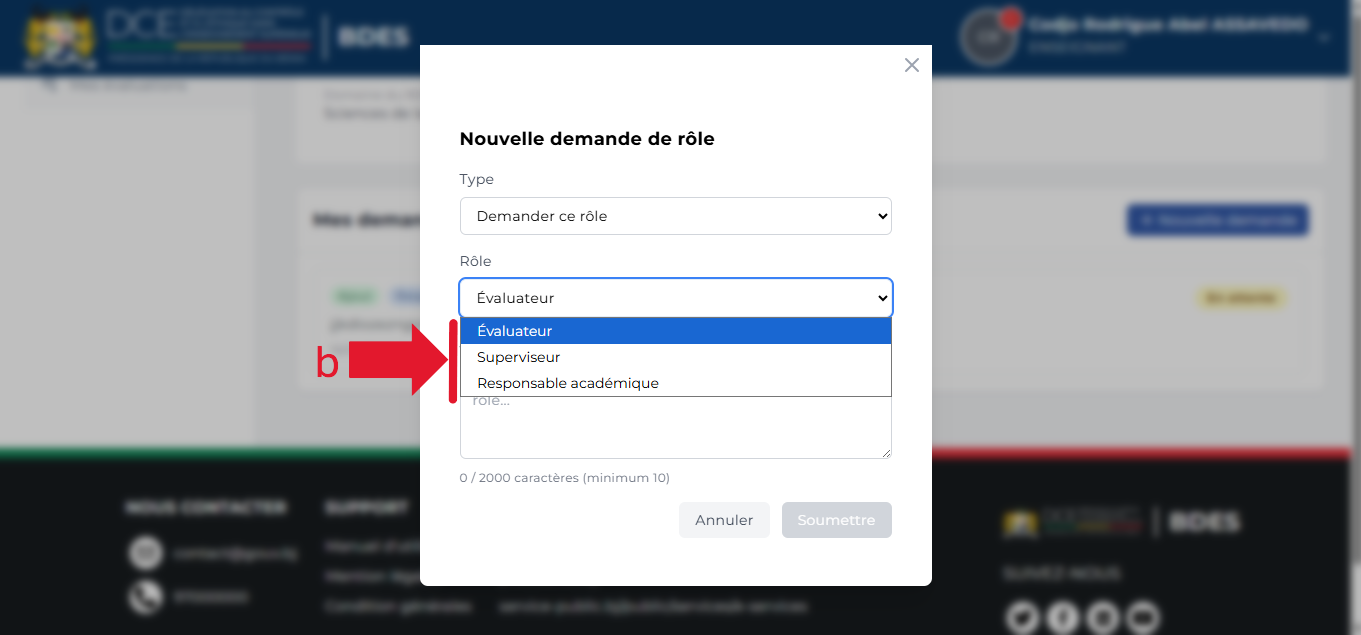 Liste des rôles disponibles à la demande