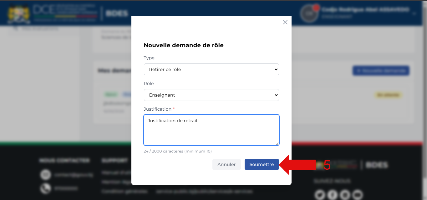 Confirmation de la demande de retrait