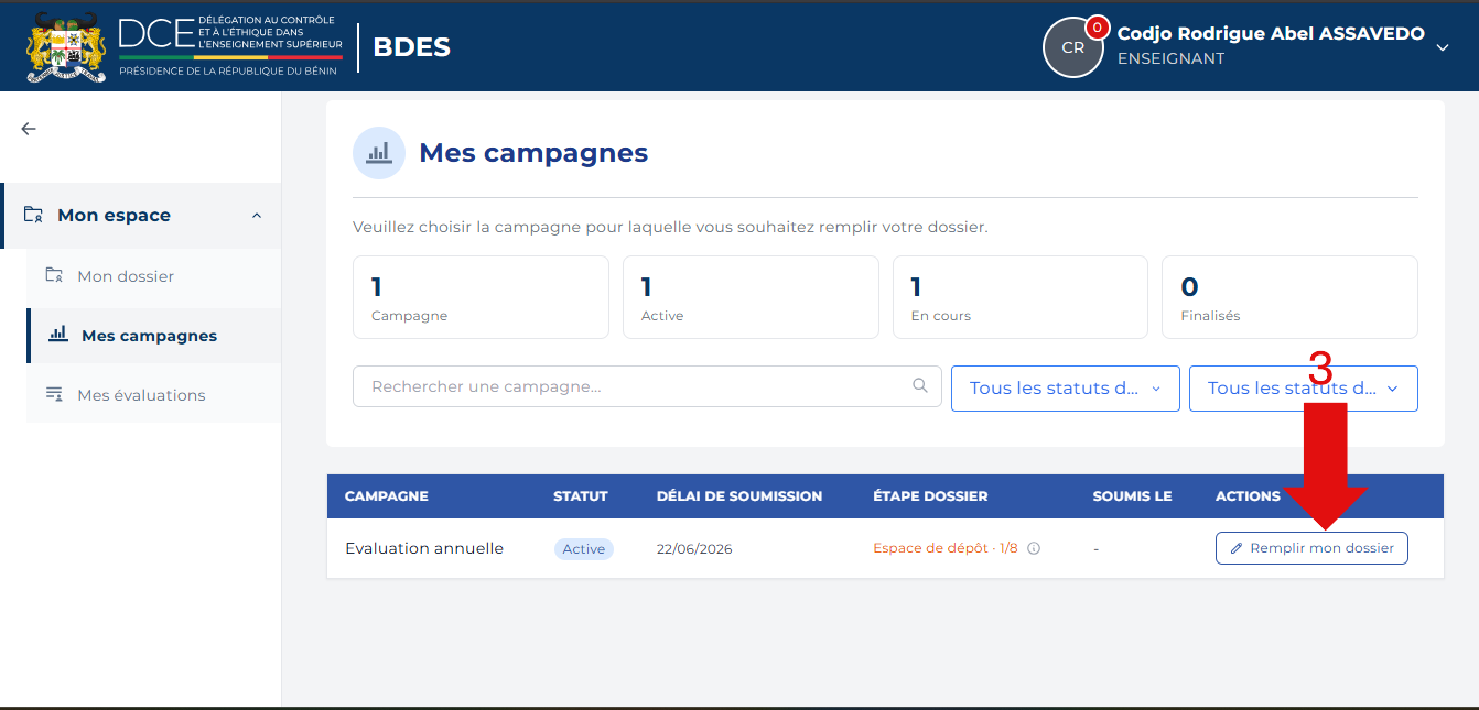 Bouton Remplir mon dossier