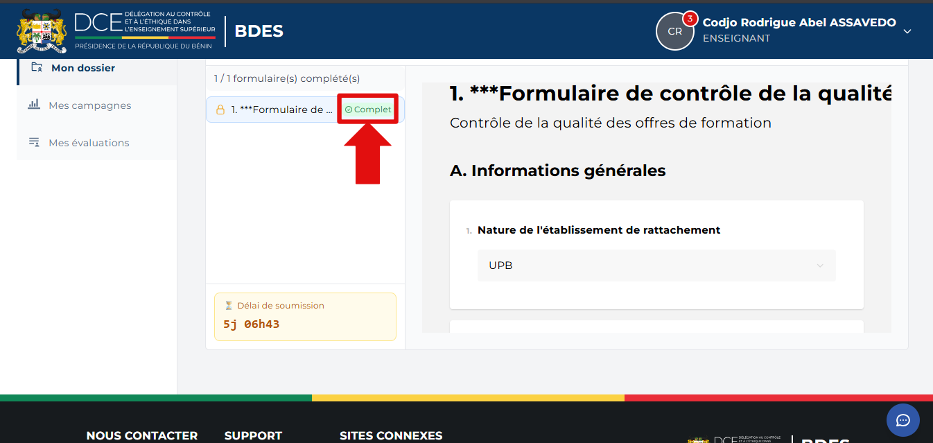 Dossier passé au statut Complet