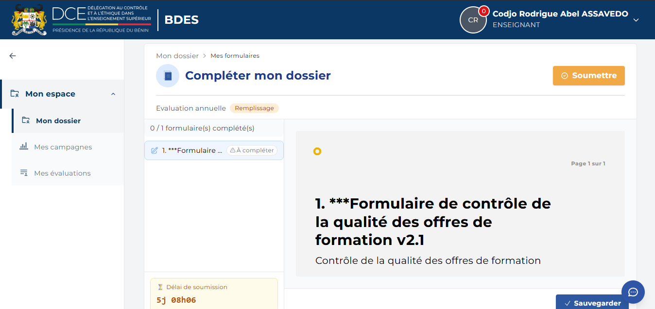 Formulaire de dossier vide