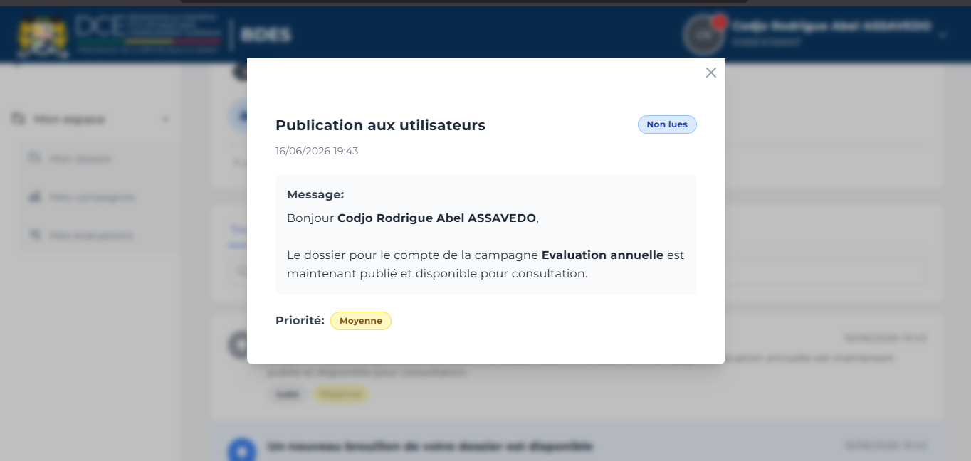 Page de détail d'une notification